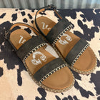 COME GET ME BLACK STRAP SANDALS