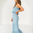 Relaxed Fit Smocked Tiered Wide Leg Jumpsuit