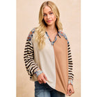 CUT EDGE FLORAL DENIM WAFFLE MIX AND MATCH TOP