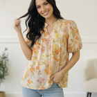 Sunlit Garden Notch Neck Blouse