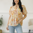 Sunlit Garden Notch Neck Blouse
