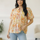 Sunlit Garden Notch Neck Blouse