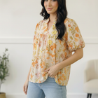 Sunlit Garden Notch Neck Blouse