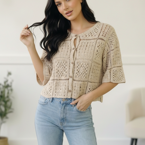 Honeycomb Crochet Cardigan