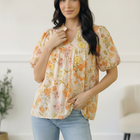 Sunlit Garden Notch Neck Blouse