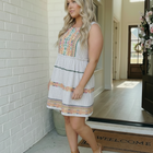 Embroidered Stripe Tiered Mini Dress