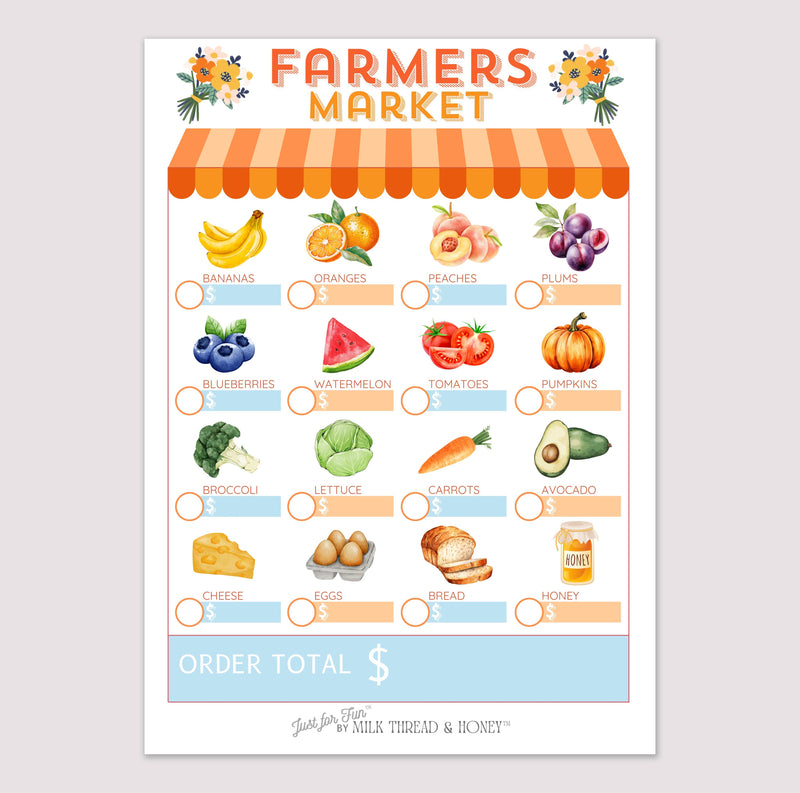 Pretend Play Farmer's Market Notepad