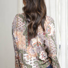 FLORAL LONG SLEEVE FLOWY TOP WITH FRONT TIE
