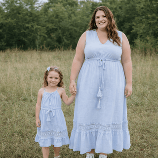 Blue Cotton Maxi Dress - Women
