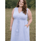 Blue Cotton Maxi Dress - Women