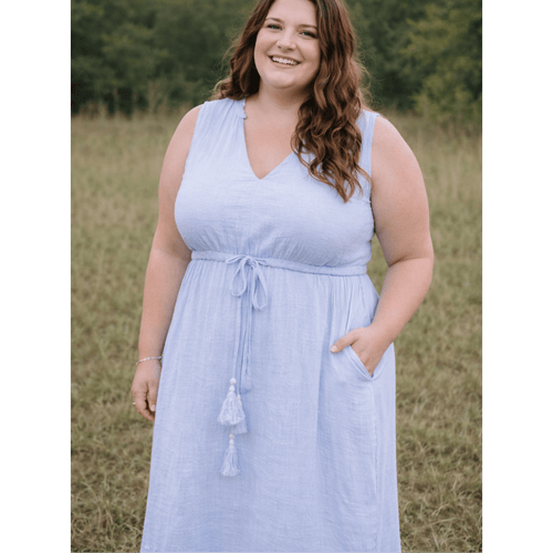 Blue Cotton Maxi Dress - Women