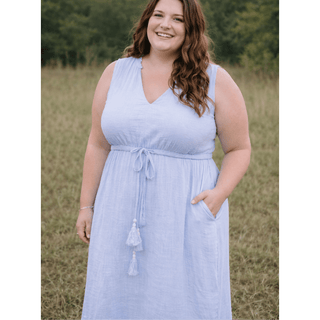 Blue Cotton Maxi Dress - Women
