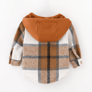 Hooded Brown & Gray Flannel Jacket - Infant