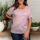 Bubblegum Stripes Twist Back Tee