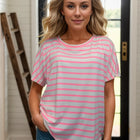 Bubblegum Stripes Twist Back Tee
