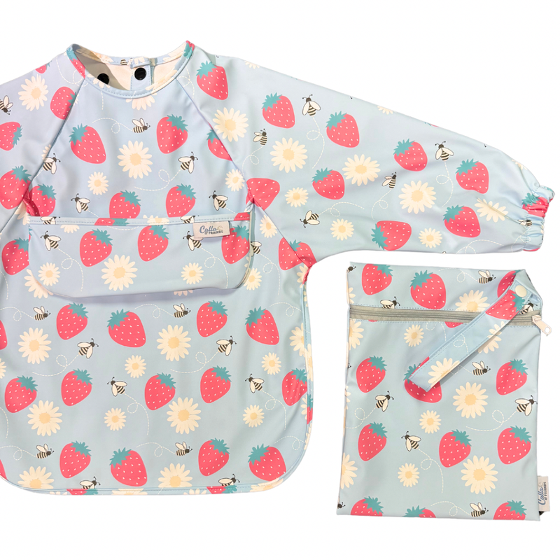 The Grayson Long Sleeve Bib - Strawberry Patch