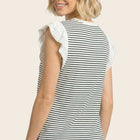 SITCHED FLUTTER SLEEVE STRIPED TOP