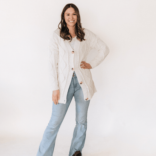 Ivory Cable Knit Cardigan- Women