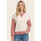 PINSTRIPE BLOCKED MICRO BRUSHED TOP