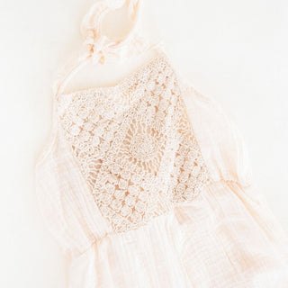 Soft White Crochet Jumpsuit - Child