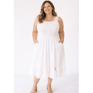 Soft White Crochet Dress - Women