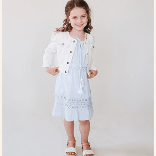 Ivory Cropped Denim Jacket - Child