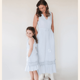 Blue Cotton Maxi Dress - Women