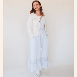 Blue Cotton Maxi Dress - Women