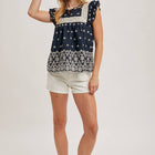 BOHO FLORAL EMBROIDERED BLOUSE TOP