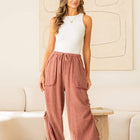 Relaxed Fit Wide Leg Pants with Patch Pockets