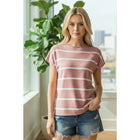 STRIPED SHORT SLEEVE SWEATER