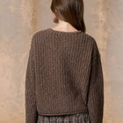 MARLED BUTTON DOWN  RAW EDGE CHUNKY KNIT CARDIGAN