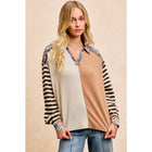 CUT EDGE FLORAL DENIM WAFFLE MIX AND MATCH TOP