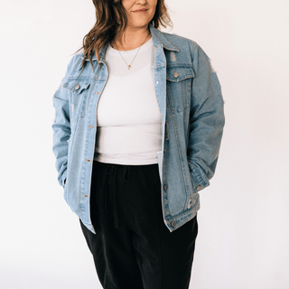 Distressed Denim Jean Jacket - Women