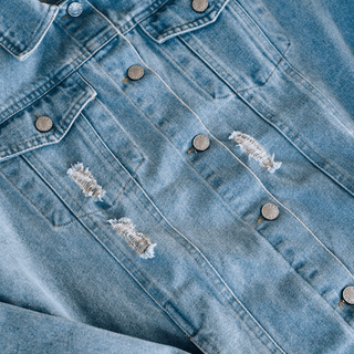 Distressed Denim Jean Jacket - Women