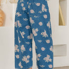 Relaxed Fit Floral Denim Wide Leg Pants