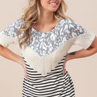 BiBi Printed Color Block Short Sleeve T-Shirt