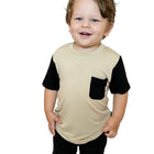 BAMBOO POCKET TEE - SAND COLOR BLOCK