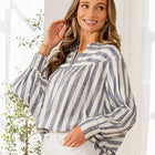 Oversized Button Down Striped Top