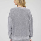 MOM CLUB GRAPHIC WASHED LONG SLEEVE RIB KNIT TOP