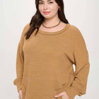 DROP SHOULDER LONG SLEEVE SWEATER KNIT TOP