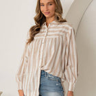 Oversized Button Down Striped Top