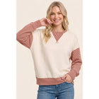 PINSTRIPE BLOCKED MICRO BRUSHED TOP