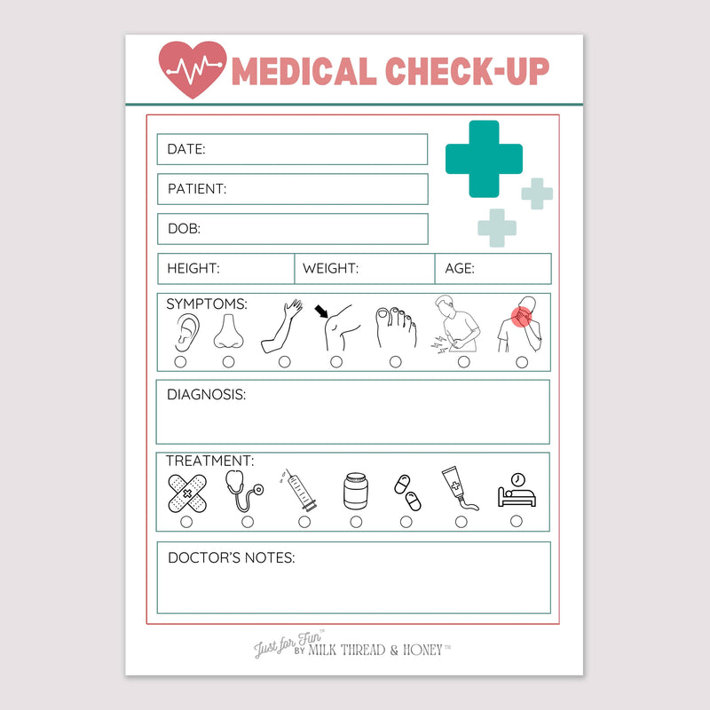 Pretend Play Doctor Medical Check-up Notepad