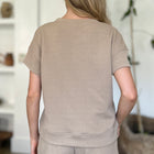 Double Take Full Size Texture Short Sleeve Top and Shorts Set