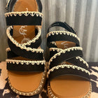 LET'S GO OUT BLACK WEDGE SANDALS