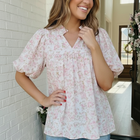 State Fair Summer Ruffle Neck Babydoll Blouse