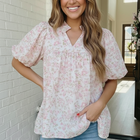 State Fair Summer Ruffle Neck Babydoll Blouse