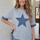 Reach For The Stars Denim Patch Sweatshirt Top