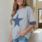 Reach For The Stars Denim Patch Sweatshirt Top